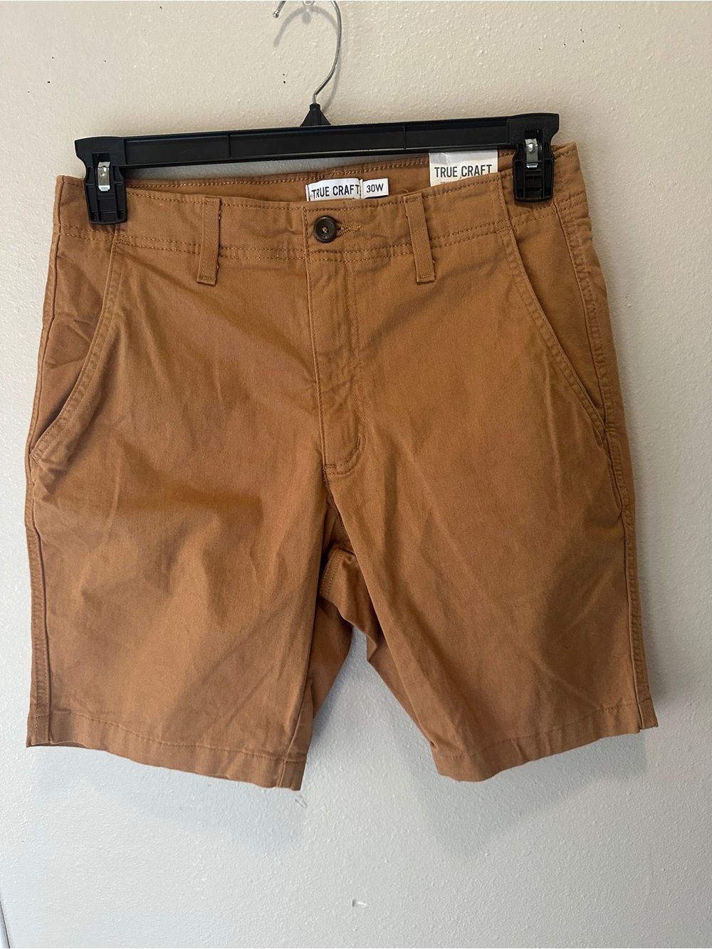 True Craft Men's Tan Flat-Front Shorts